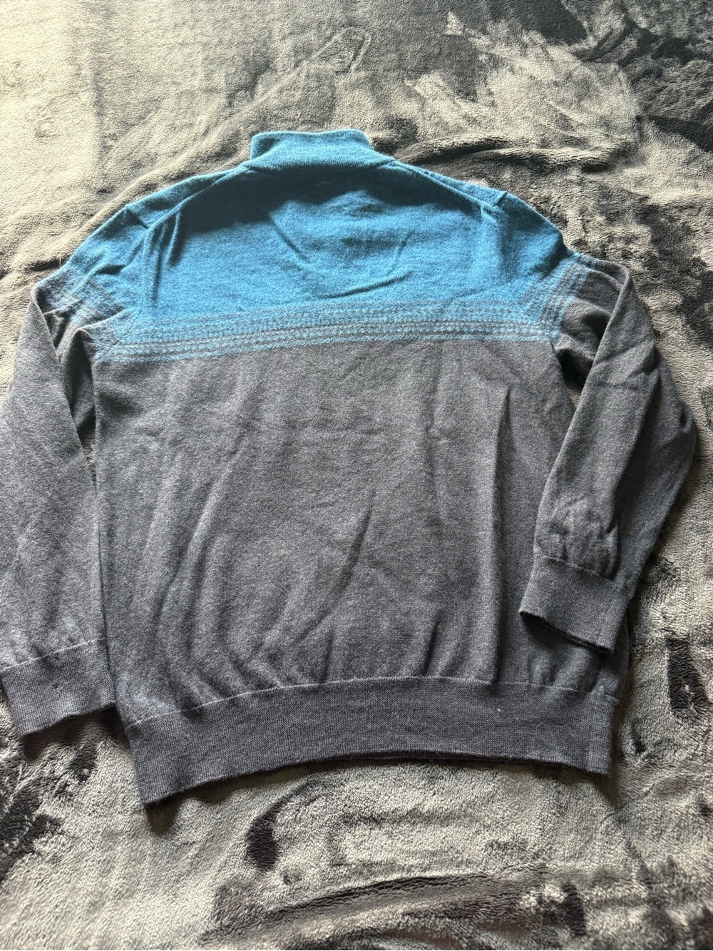 Black Brown 1826 Men's Teal and Navy Half-Zip Sweater - Picture 6 of 7